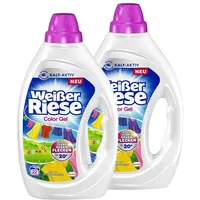 Weißer Riese Color Gel 44 WL (2 x 22 Waschladungen), Color Waschmittel sorgt für strahlend saubere Wäsche & wirkt riesig stark gegen Flecken, Kalt-Aktiv schon ab 20° C, 100% recycelbar*
