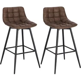 Woltu Barhocker 2er Set Kunstleder Metall 2er Set Braun
