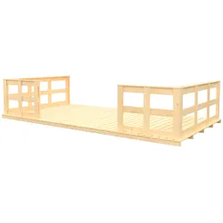 Terrasse KONIFERA "Lillevilla", beige (natur), B:380cm H:90cm T:200cm, Holz, Gartenhaus-Terrassen, für Gartenhaus »Lillevilla 279« / »Lillevilla 280«