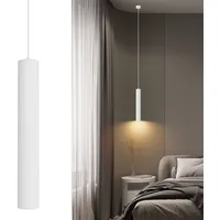 Klighten Pendelleuchte GU10 Zylinder, Hängelampe LED mit Leuchtmittel 5W 472LM, Pendellampe Höhenverstellbar Hängeleuchte für Küche Schlafzimmer Esstisch Wohnzimmer, Warmweiß 3000K, 50cm, Weiß