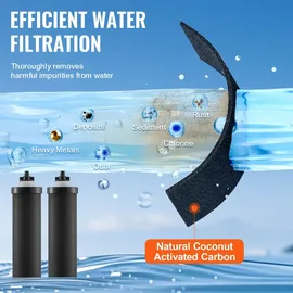 Vevor Wasserfilter-Ersatz Reinigungselemente, Aktivkohle-Ersatzfilter 2er-Pack, leicht austauschbarer Wasserfilter, Schwerkraft-Wasserfiltersystem Ersatz, kompatibel mit den meisten Marken