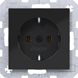 Hager Schuko-Steckdose nachtschwarz glänzend 2 St.