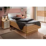Wiemann Kiruna Bett, Einzelbett, Bettgestell 100 x 200 cm, Eiche, Futonbett, Komforthöhe, Polster-Kopfteil, Kunstleder, schwebend