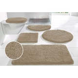 my home Badematte Sanremo, Badvorleger, Badezimmer Teppich, sehr weich, Höhe 30 mm, rutschhemmend beschichtet, fußbodenheizungsgeeignet, schnell trocknend, Polyester, rund, Badteppich, unifarben, rechteckig, rund & als 3-tlg. Set erhältlich braun rund | Ø 100 cm x 30 mm