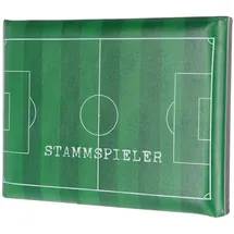 Geschenkestadl Fussball Bierkastensitz 43 x 33 cm grün mit Aufdruck Stammspieler Spielfeld Sitzhocker, 882301