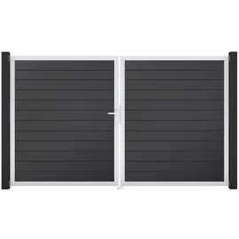 GROJA Tor 2-flg. Basicline Schmal Anthrazit Rahmen EV1 306 cm x 180 cm DIN Links