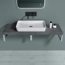 doporro Waschtischplatte Waschbeckenauflage 50x100cm Waschtischkonsole in Anthrazit für Waschschalen inkl. Konsolenhalterung Wandmontage - Grau