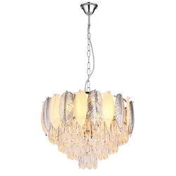 Pendellampe Hängelampe Esstischleuchte  Kronleuchter Kristalle rauch H 139 cm
