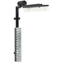 vidaXL Kühbürste Verstellbar Schwarz und Weiß 84 x 10 x 91 cm PVC, Robuste, rechteckige Wandbürste für die Viehzucht, effiziente Pflege für Rinder, Tierhygiene Zubehör