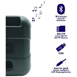 Lexibook iParty, Bluetooth -Lautsprecher, mit Mikrofon, wiederaufladbare Batterie, Schwarz, K8210