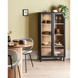 Beliani Vitrine Tingledale 80 x 40 x 151 cm Schwarz/Braun