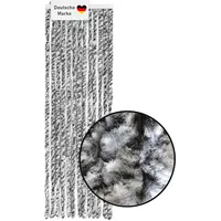 Lemodo Flauschvorhang 56x185cm schwarz-silber-weiß meliert, Fliegenschutz, Türvorhang