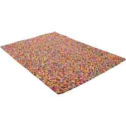 Wollteppich THEKO "Felty 2.2" Gr. 2, bunt (multi), B:70cm H:22mm L:140cm, Wolle, Teppiche, Filzkugel-Teppich, reine Wolle, handgefertigt