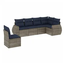 vidaXL Gartensofa-Set mit Kissen, grau, Polyrattan