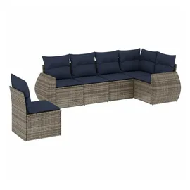 vidaXL Gartensofa-Set mit Kissen, grau, Polyrattan