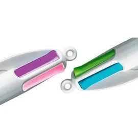 BIC 4-Farben-Kugelschreiber 4 Colours GRIP Fashion lila/weiß, Schreibfarbe: hellgrün, rosa, violett, türkis, 1 St.