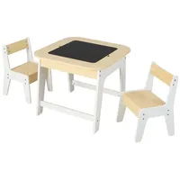 COSTWAY Kindersitzgruppe 3 TLG mit Tisch & 2 Stühlen, aus Holz beige