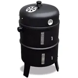 ITA Kombigrill Räuchergrill 3in1 Multifunktional - Grillen, Räuchern, Garen - Smoker, Modularer Holzkohlegrill Grilltonne mit Thermometer & Luftabzug schwarz