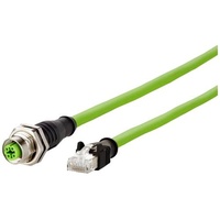 Metz Connect 142M4D25010 M12 Netzwerkkabel, Patchkabel CAT 5e S/UTP 1.00m Grün PUR-Mantel, Säurebe