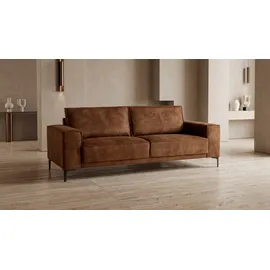 OTTO home 3-Sitzer OTTO HOME "OLAND, B: 224 cm - Skandi-Design", braun (cognac), B:224cm H:85cm T:83cm, 100% Polyester, Sofas, Struktur, Flachgewebe, Luxus-Microfaser, Boucle