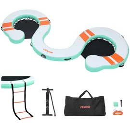 Vevor Aufblasbares Schwimmdock, 4,57 x 1,83 m, Schwimmplattform mit Rutschfester Oberfläche, Tragetasche & Abnehmbarer Leiter, Schwimmende Insel, Wasserplattform für Pool, Strand & Meer
