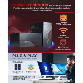 Greed Greed® Nano Plus - High End Mini PC mit AMD Ryzen 5 4600G - Silent Computer + Micro Desktop Rechner für Büro & Office mit 4,2 GHZ - 16GB DDR4 RAM - 512GB SSD - USB 3.2 - WLAN + Win 11 Pro