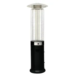 Gas-Terrassenheizer Flamme Runder 12500W Schwarz. Ideal für Restaurants und Hotels.