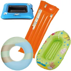Wehncke - Kinder-Badeset (Schwimmring, Kinderboot, Luftmatratze) + Bestway Cooler Floatorange