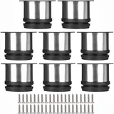 ASelected 8 Stück Möbelfüße Verstellbar 50mm, Ø 50 mm Runde Möbelfüsse Edelstahl Höhenverstellbar Möbelfüße Metall, Schrankfüsse Silber, Sofafüße Metall, Couch Füße für Möbel Projekt
