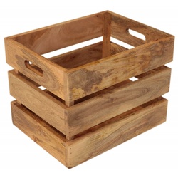 Zeitungskorb Gita 40x30x30 aus Mango-Massivholz