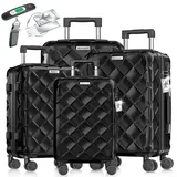 Kesser KESSER® Reisekoffer Set 4-teilig Kofferset ABS Hartschalenkoffer mit Zahlenschloss, Kofferwaage & Reisebrieftasche 360° Rollen Handgepäck & große Koffer für Business & Reise Trolley