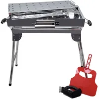 Grillpeter Mangal Iskander Edelstahl rostfrei Schaschlik Grill mit Grillrost Fächer Bürste
