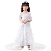 Lito Angels Eiskönigin Prinzessin Elsa Pailletten Weiß Kostüm Kleid mit Schleppe für Kinder Mädchen Verkleidung Langarm Größe 5-6 Jahre 116