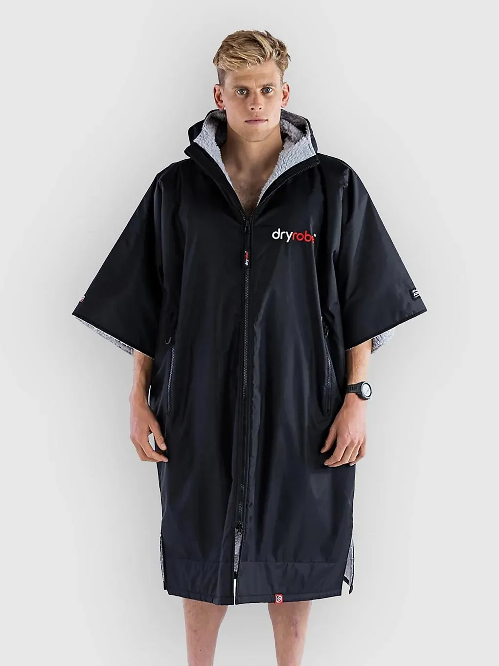 Dryrobe Advance Short Sleeve Surf Poncho black grey Gr. S
