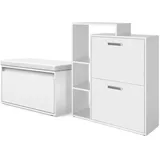 Vicco Schuhkipper Orlando, Schuhregal, Weiß 2 Teile, mit Sitzbank