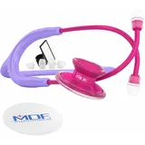 MDF Acoustica leichtes Stethoskop für Ärzte, Krankenschwestern, Studenten, Heimgesundheit, Erwachsene, Doppelkopf, pastellvioletter Schlauch, Bruststück-Headset aus rosa Legierung, MDF747XPPA07