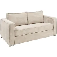 Vente-unique - Schlafsofa mit Matratze 3-Sitzer - Cord - Beige - Liegefläche 140 cm - Matratze 22 cm - Loreto