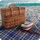ebran trade Picknickdecke XXL 200 x 200 cm marineblau-orange