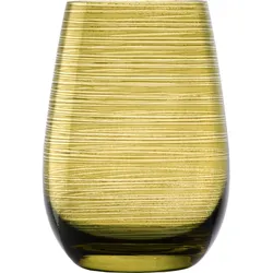 Becher STÖLZLE "TWISTER", grün (olivgrün), H:12cm Ø:8,5cm, Glas, Trinkgefäße, 6-teilig