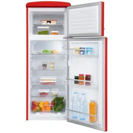 Exquisit RKGC270-45-H-160E  Retro-Kühl-Gefrierkombination (206 l, 1465 mm hoch, Rot)