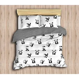l'essentiel linge de maison Panda Bettdecke 150 x 200 cm Schwarz/Weiß