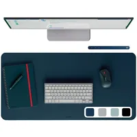 Leitz Schreibtischunterlage, Wasserabweisender Schreibtischschutz, Rutschfeste Unterlage für Schreibtisch, Tastatur und Maus, Robust und Kratzfest, Dunkelblau, 80 x 40 cm, 53820068