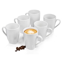 sänger | Kaffeebecher Set Avalon 6 tlg, Porzellan Kaffeetassen für 6 Personen, Kaffee Geschirr in Weiß, Tassen Set für Tee Kaffee & Kakao, Zeitlose Becher aus Porzellan, Mugs, Coffee Cups | 220 ml