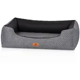 Knuffelwuff Orthopädisches Design Hundebett Sanford XXXL 155 x 105cm Schwarz - Hundesofa mit erhöhte Ränder und abnehmbarem Bezug - leicht zu reinigen - für große, mittelgroße und kleine Hunde