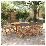 furnicato Gartenstuhl Klappbare Regiestühle aus Echtholz, 53x47x90 cm, Dunkelgrau (8 St), Atmungsaktiver Campingstuhl mit Öl-Finish für den Garten, 8er Set grau