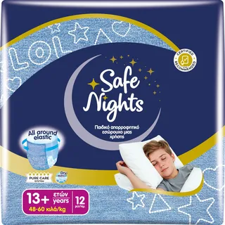 Babylino Safe Nights Boy, Höschen für die Nacht, für Kinder 13+ Jahren (48-60 kg), 12 Stück