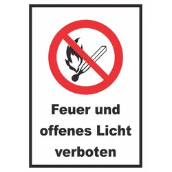 Feuer und offenes Licht verboten Schild A6 (105x148mm)