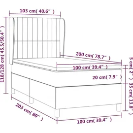 vidaXL Boxspringbett 100 x 200 cm Schwarz