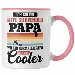 Trendation Tasse Trendation – Kitesurf Papa Kitesurfen Geschenk Tasse Vater Kite Surfender Papa Kitesurfing rosa
