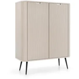 Deine Möbel 24 MODERNO 103 x 129 x 39 cm Beige / Schwarz / Weiß / Gold